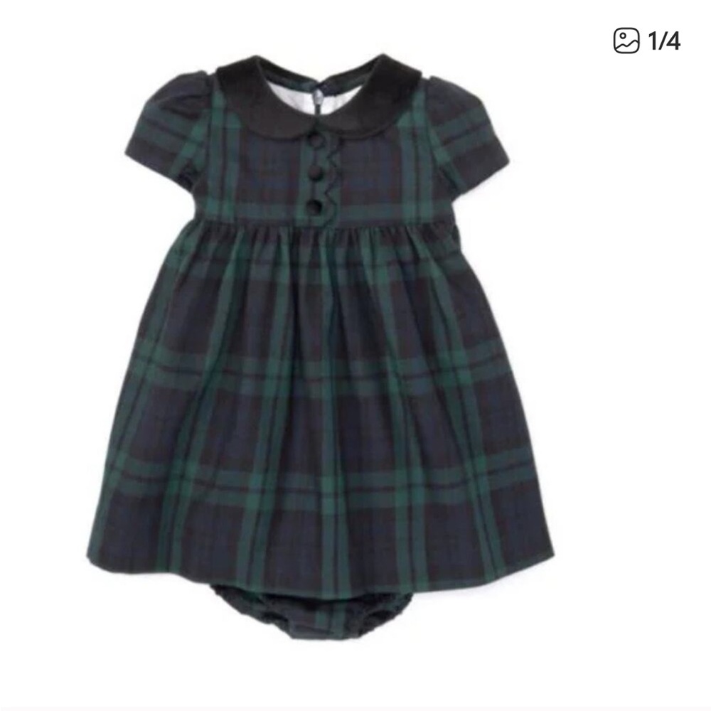 Edgehill Collection Plaid Dress in Black and Green